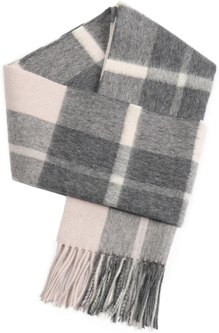 SKNSOFT Winter Wool Plaid Scarf for Men,Women Fashion Tartan Wrap Checkered Scarves - Image 1